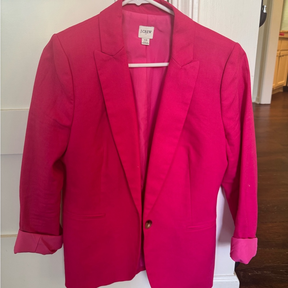 J. Crew Pink Linen Blazer